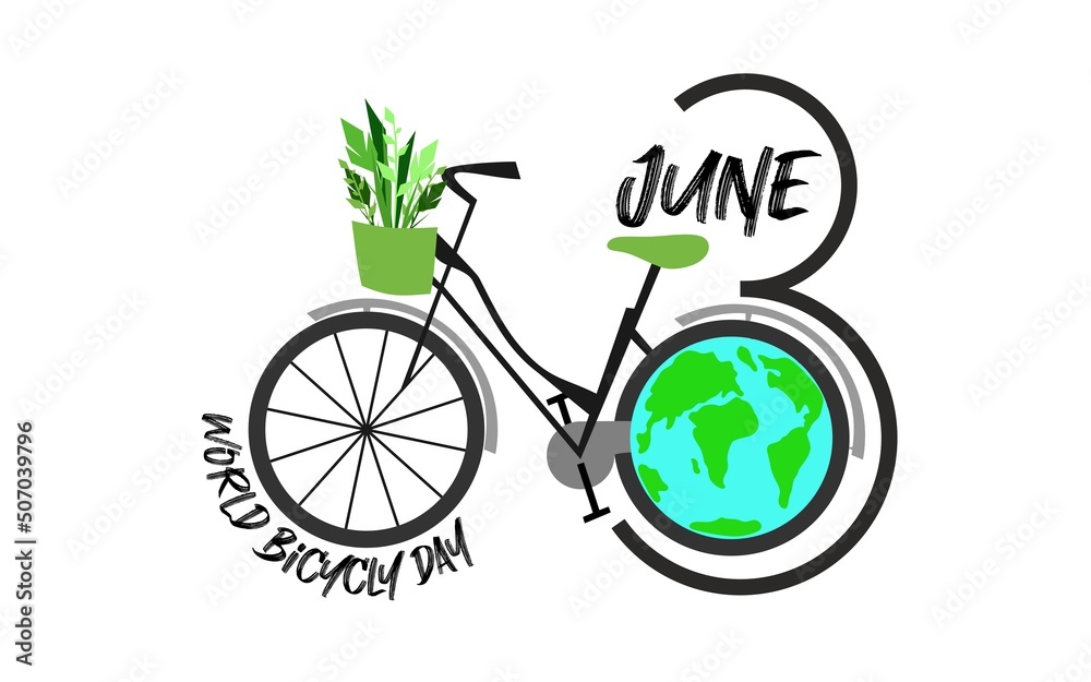 World Bicycle Day template design for banner, greeting cards, Logo, poster Vector Illustration World Bicycle Day template design for banner, greeting cards, Logo, poster Vector Illustration