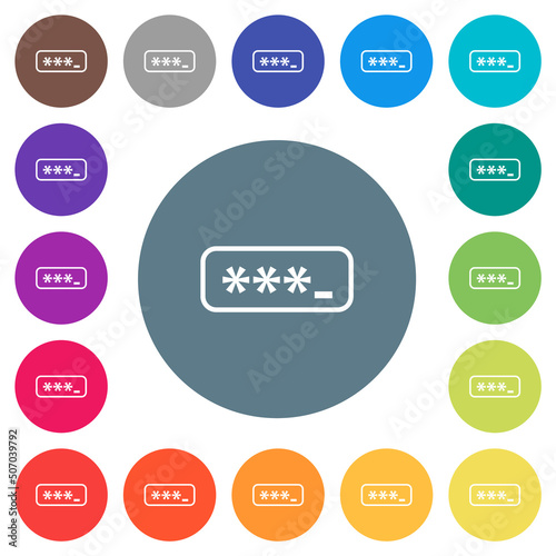 PIN code outline flat white icons on round color backgrounds