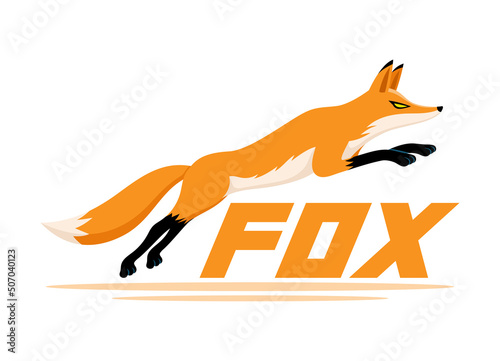 Animal fox running icon isolated on white background.