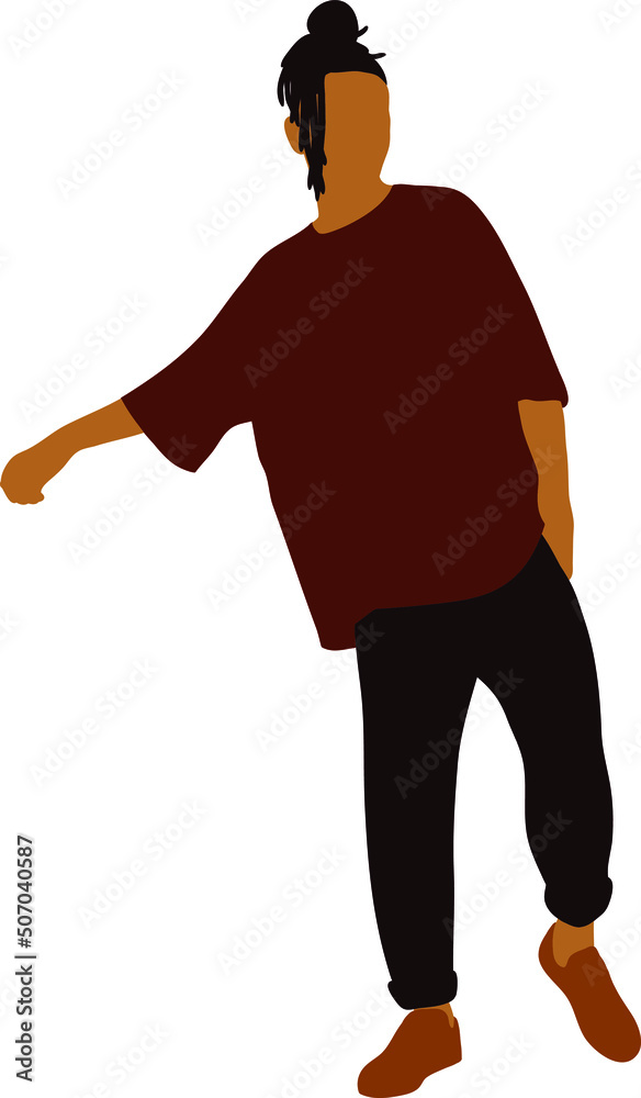 A young black guy with dreadlocks stands in a burgundy T-shirt and dark jeans A young black guy with dreadlocks stands in a burgundy T-shirt and dark jeans