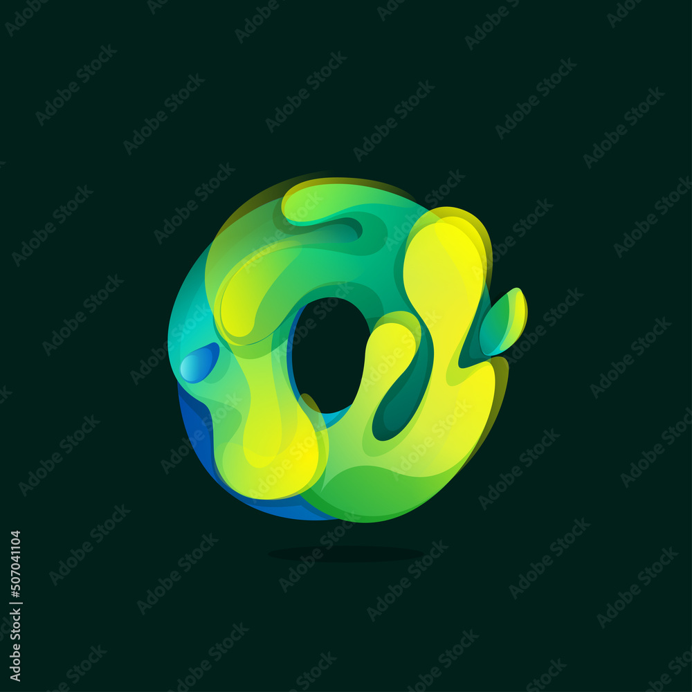Number zero eco logo made of green and blue splashes, pure water waves and dew drops with fresh leaves. Number zero eco logo made of green and blue splashes, pure water waves and dew drops with fresh leaves.