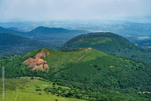 Regional Park of the Auvergne Volcanoes, view of the volcanoes of the Puy de Dome chain, close-up. photo