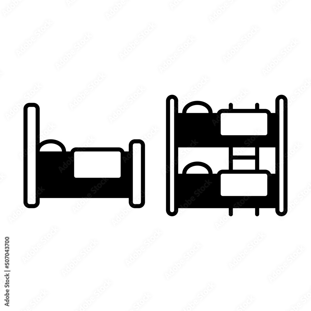 bed, bunk bed icon with solid line style. Suitable for website design, logo, app and UI. Based on the size of the icon in general, so it can be reduced. bed, bunk bed icon with solid line style. Suitable for website design, logo, app and UI. Based on the size of the icon in general, so it can be reduced.