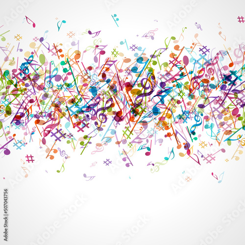 Abstract pile of colored notes vector clipart. Exploding music design with symphony melody classical and modern music. Beautiful volume of art in creative confetti decoration sonata.