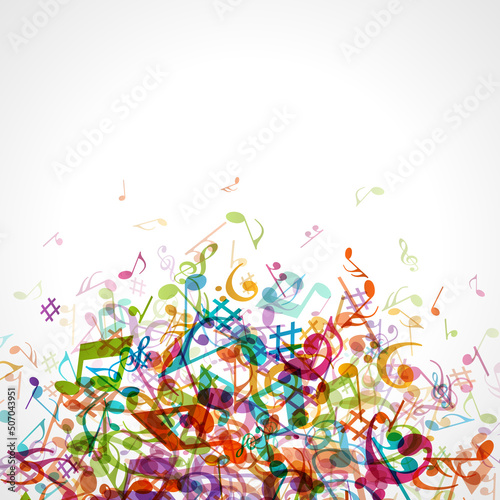Abstract pile of colored notes vector clipart. Exploding music design with symphony melody classical and modern music. Beautiful volume of art in creative confetti decoration sonata.