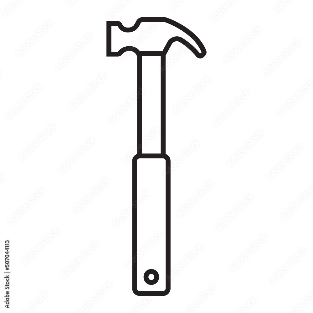 outline hammer isolated on white background outline hammer isolated on white background
