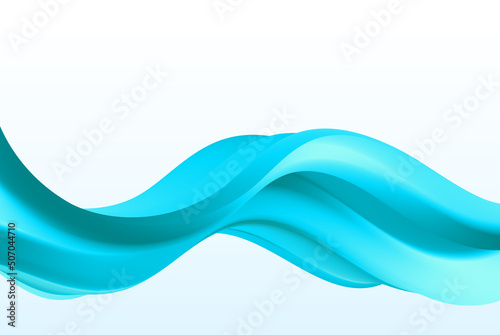Abstract vector background with smooth turquoise waves. Wave flow on a light background.