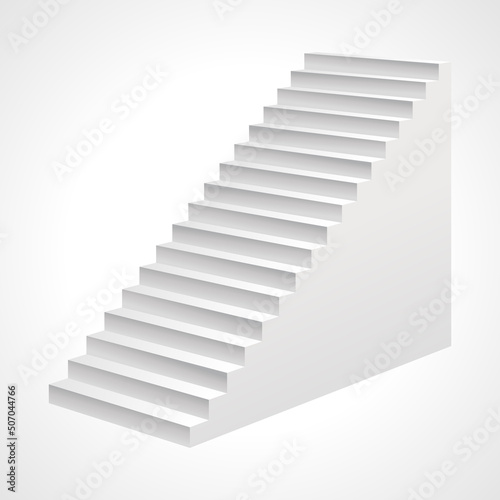 Vector illustration of simple gray staircase going up and leading to upper storey designed for modern building