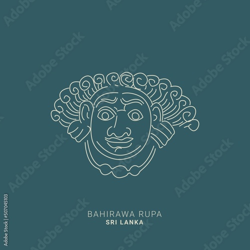 Sri Lanka - Bahirawa Rupa, historical places, landmark , hand drawing, sketch art, line art Vector Illustration