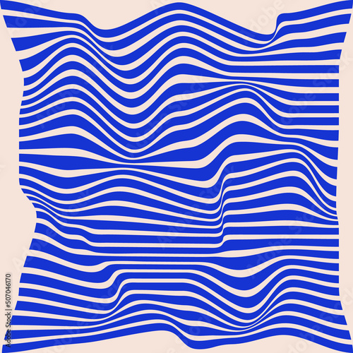 Wavy liquid stripes. Optical illusion vector illustration. Design element for tattoo, prints, banners, monochrome patterns and abstract backgrounds. Optical art wallpaper.