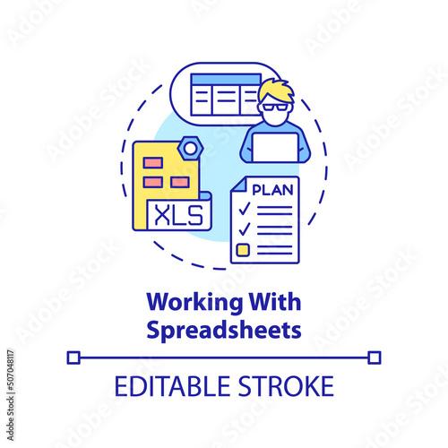 Fotografi Working with spreadsheets concept icon