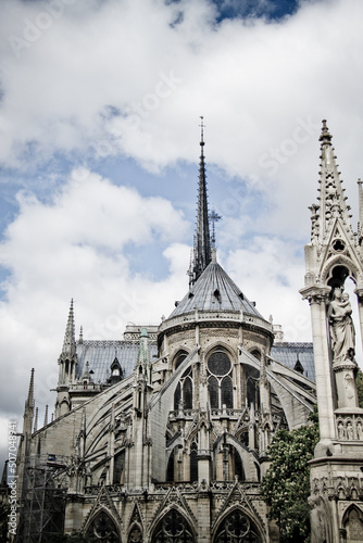 Detail of Notre-Dame de Paris cathedral , Paris, French