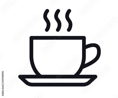 Cup of coffee or tea line art icon