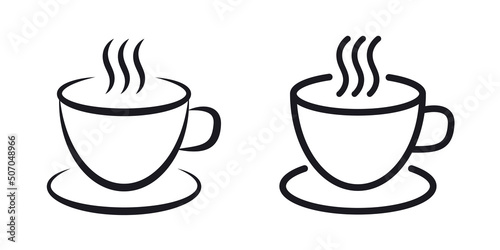 Cup of hot coffee or tea line art icon