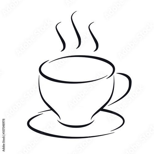 Cup of soup coffee or tea line art icon