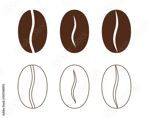 Fotobehang Different coffee bean vector icons