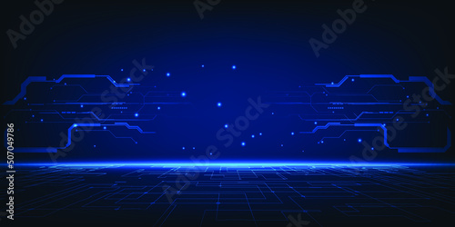 Vector illustrations of horizontal blue hi-tech digital space for advertising and game develop artwork.Digital technology concepts.