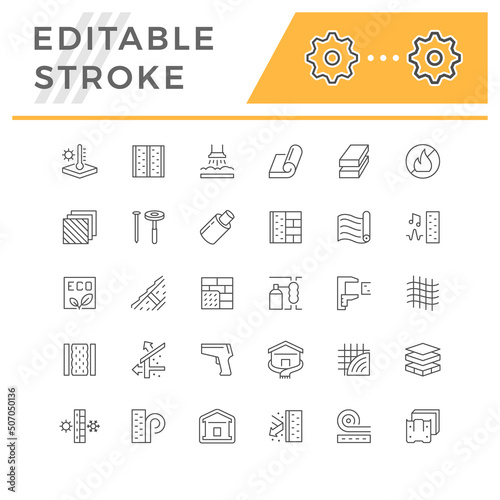 Set line icons of insulation