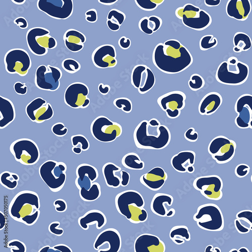 Seamless vector minimalistic leopard skin pattern in blue colors