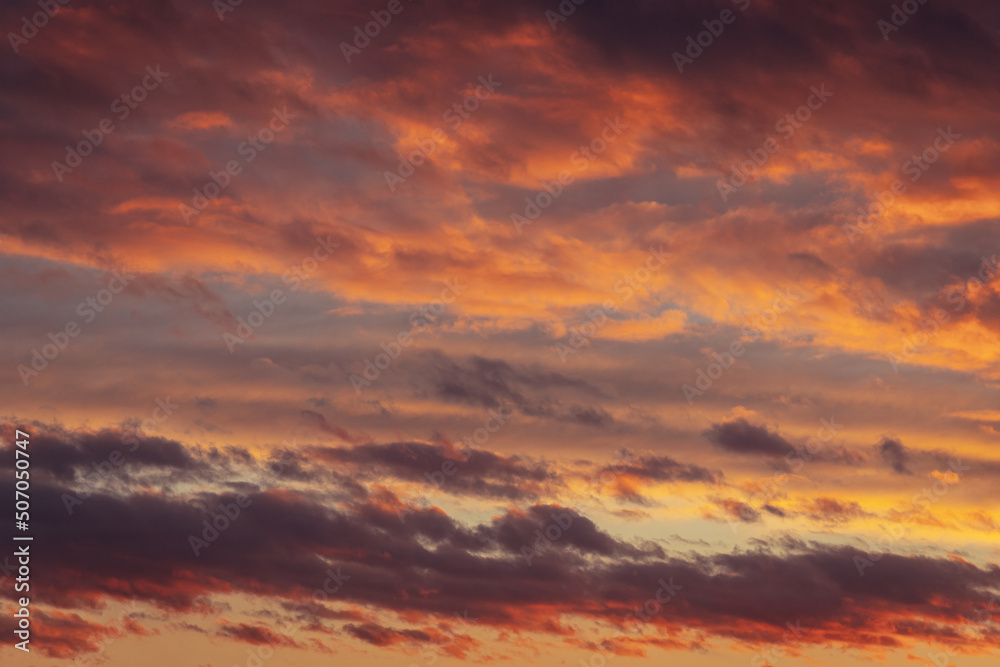 Clouds on a evening sky during sunset in Poland