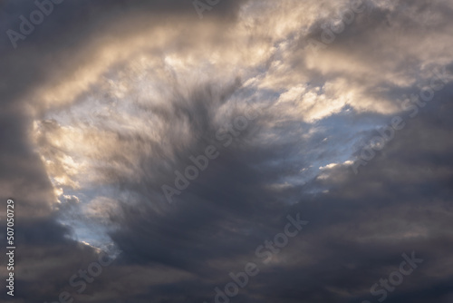 Dark cloud on a early evening sky