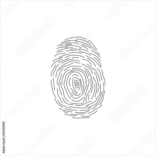 Fingerprint hand drawn doodle icon. Vector illustration on white background
