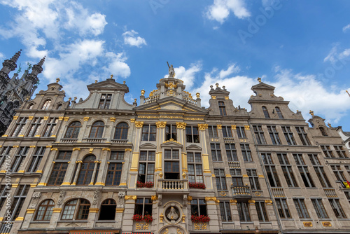 The House of Tailors (center) and Le Pigeon (left) on the Grand Place, Brussels, Belgium