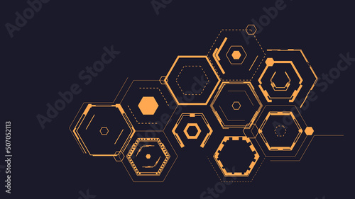 Technology background with hexagonal shapes. Abstract vector illustration.