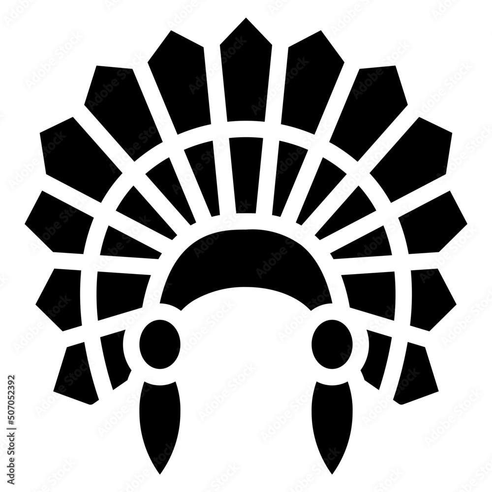 Native Indian Headdress Icon - obrazy, fototapety, plakaty 
