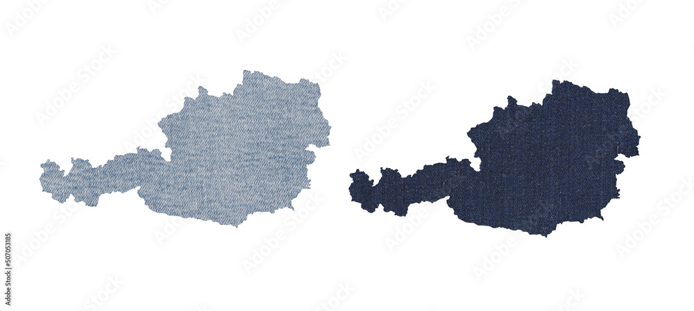 Political divisions. Patriotic sublimation denim textured backgrounds set on white. Austria