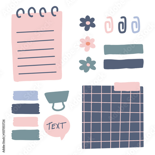 set of note sheets. checklist, planner, diary, stationery