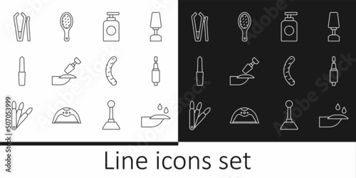 Set line Nail manicure, Milling cutter for, Tube of hand cream, file, and icon. Vector