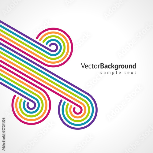 Bright multicolored ornament swirl futuristic microcircuit geometric lines poster background template vector illustration. Rainbow curl pattern stripes flourish elegant creative curved dynamic flow