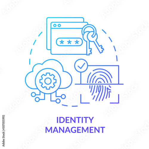 Identity management blue gradient concept icon. Cybersecurity management abstract idea thin line illustration. Keep personal data secure. Isolated outline drawing. Myriad Pro-Bold font used