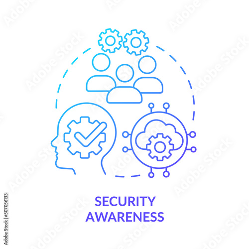 Security awareness blue gradient concept icon. Cybersecurity risk control abstract idea thin line illustration. Internet-based threats. Isolated outline drawing. Myriad Pro-Bold font used