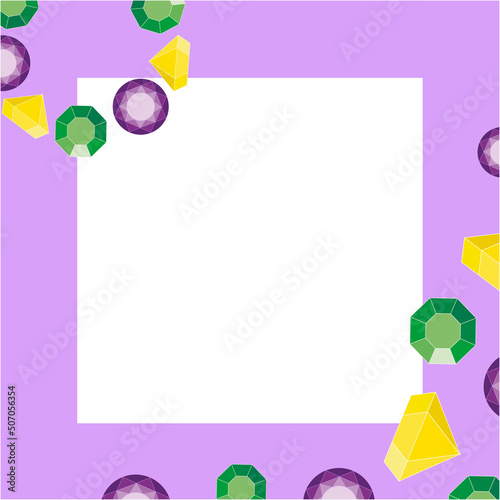 background template for text has purple and white colors and gems