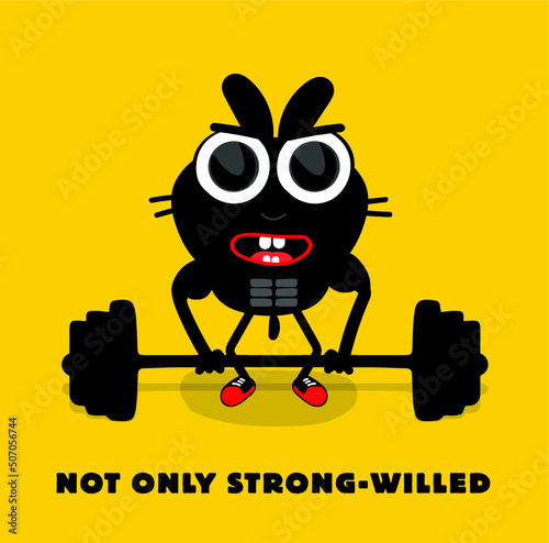 Hare in the gym, srtong hare, wild hare, cartoon design photo