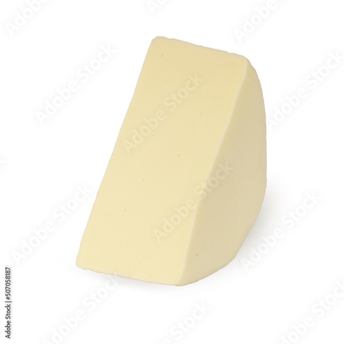 piece of suluguni cheese isolated on white background.