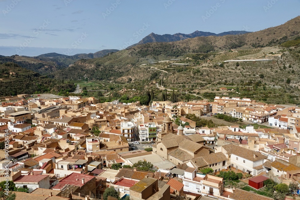 View of the Granada town of Vélez de Benaudalla (Spain), famous for the 