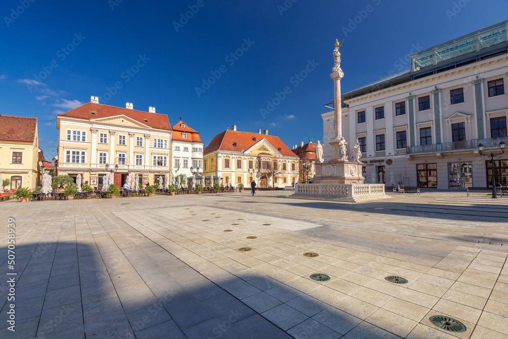 Gyor city center, Szechenyi Square in Transdanubia, Hungary