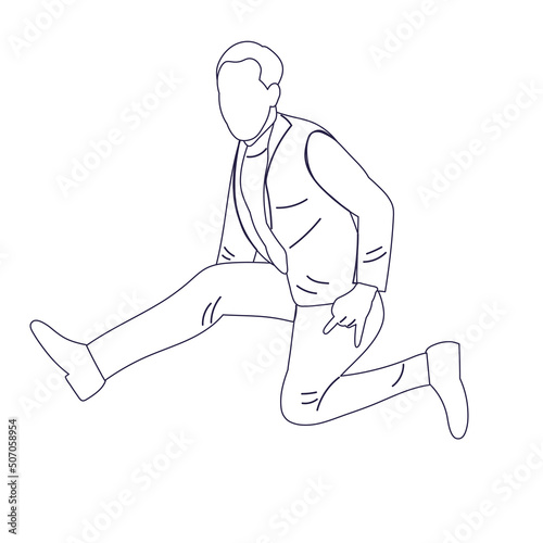man jumping sketch on white background, isolated, vector
