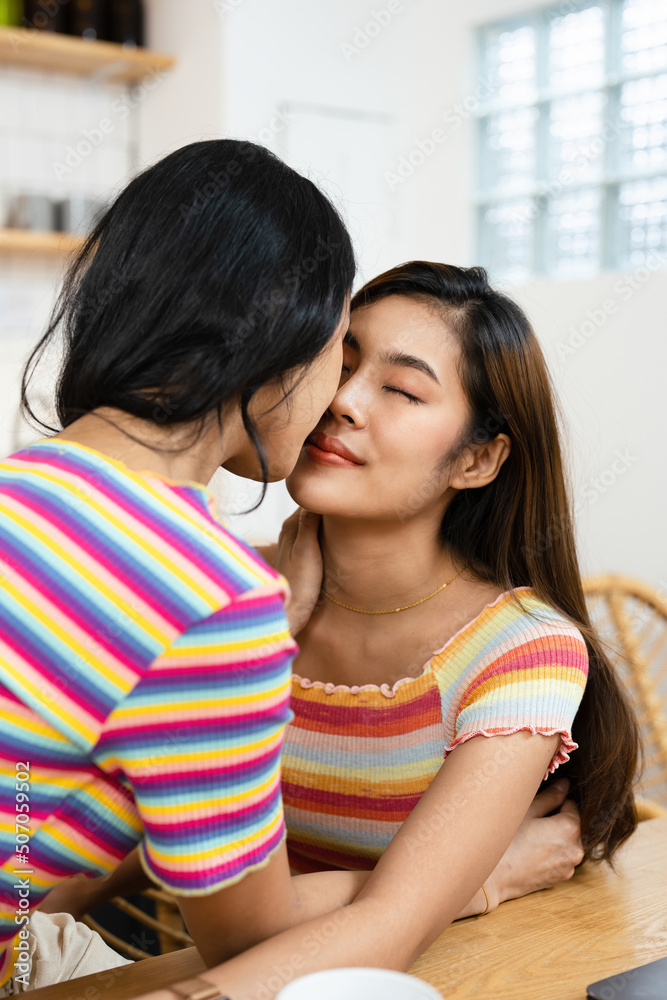 lgbtq, lgbt concept, homosexuality, portrait of two Asian women posing happy together and showing love for each other while being together lgbtq, lgbt concept, homosexuality, portrait of two Asian women posing happy together and showing love for each other while being together