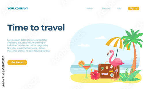 Time to travel concept landing page, sea rest