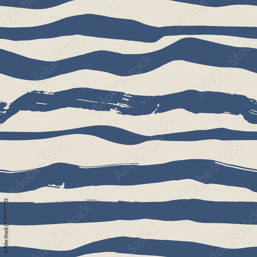 Seamless pattern with hand drawn waves