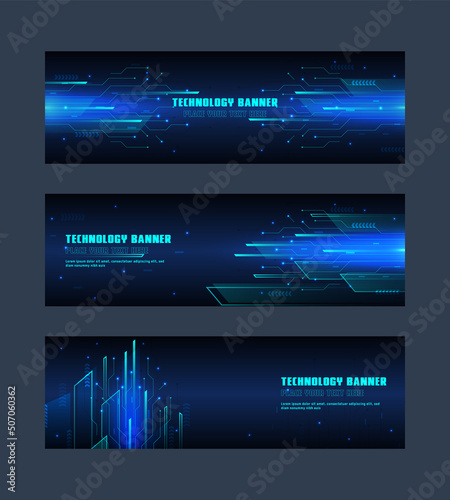 technology concept for web banner template or brochure , Blue colour.