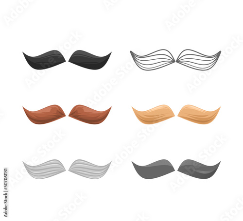 mustache element vector icon set with different color variant and design style