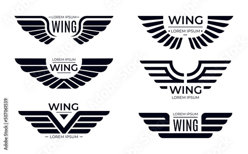 Wings badges collection, army labels for military force photo