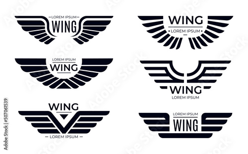 Wings badges collection, army labels for military force