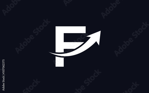 Growth arrow icon and financial logo design vector with the letters and alphabets F