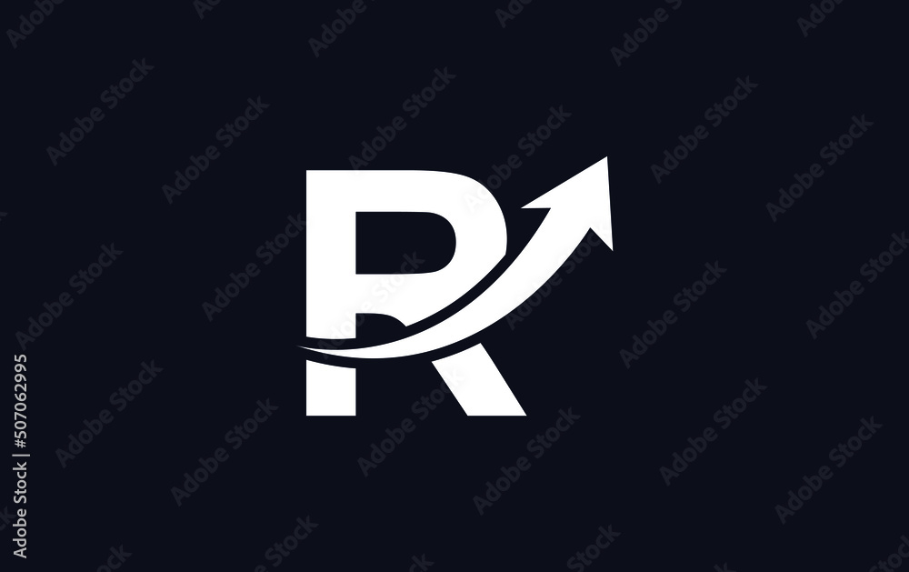Growth arrow icon and financial logo design vector with the letters and ...